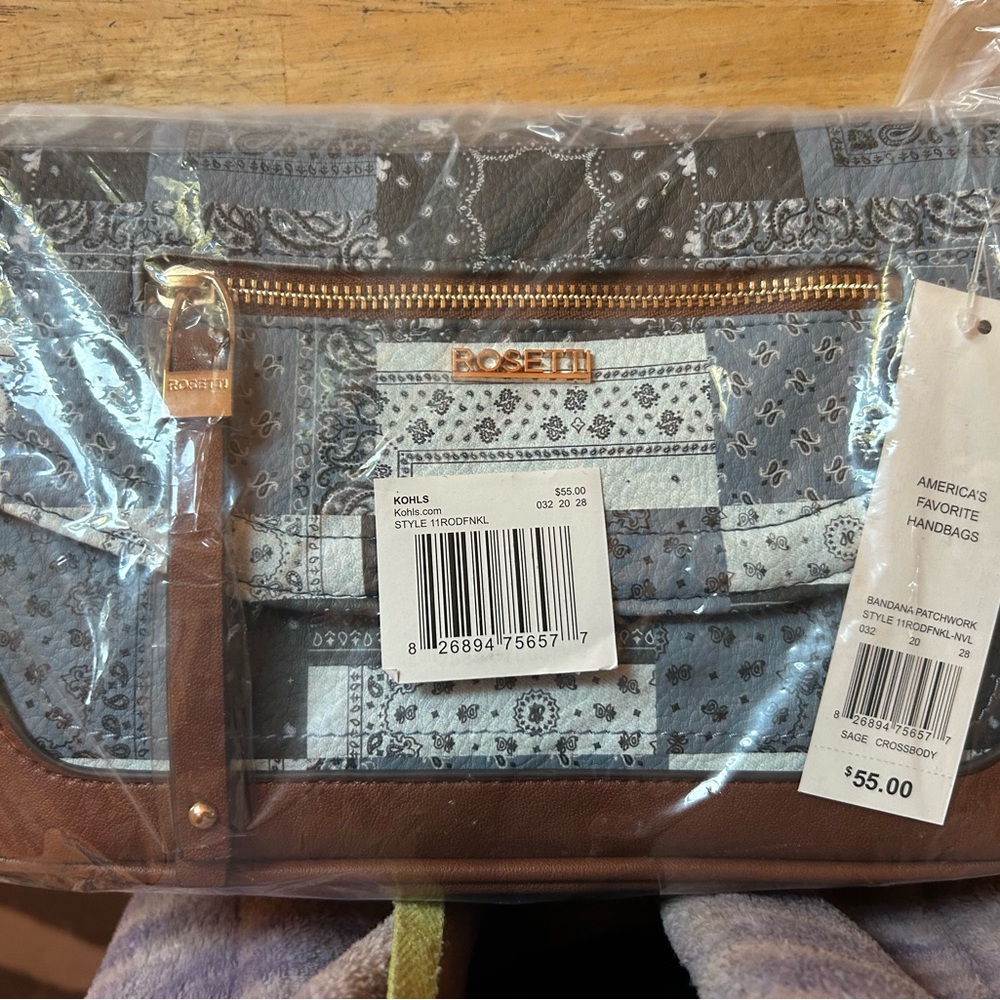 Rosetti Blue and Brown Clutch